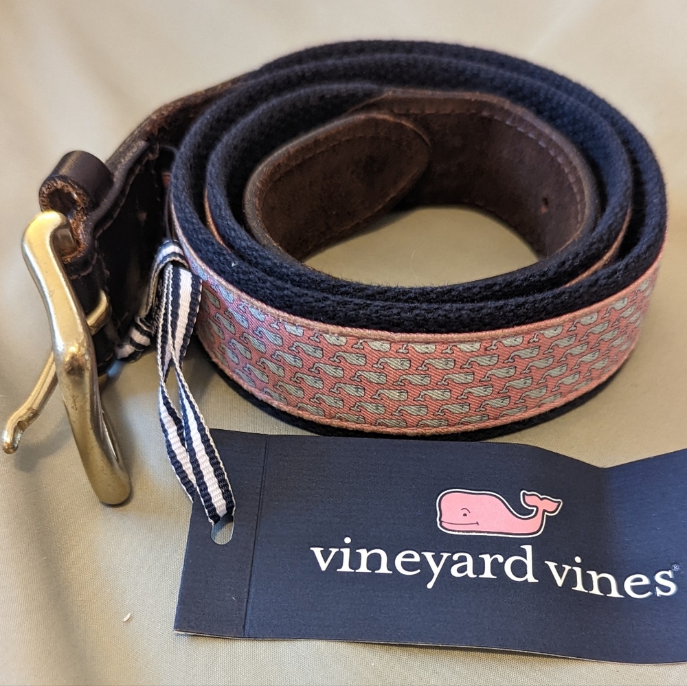 Vineyard Vines Pink & Blue Whale Belt